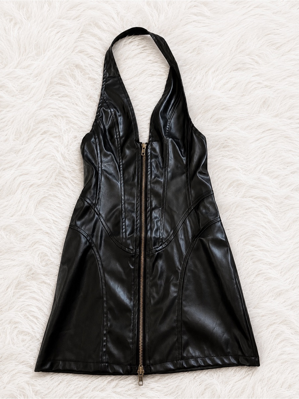 Black Faux Vinyl Mini Dress women’s
